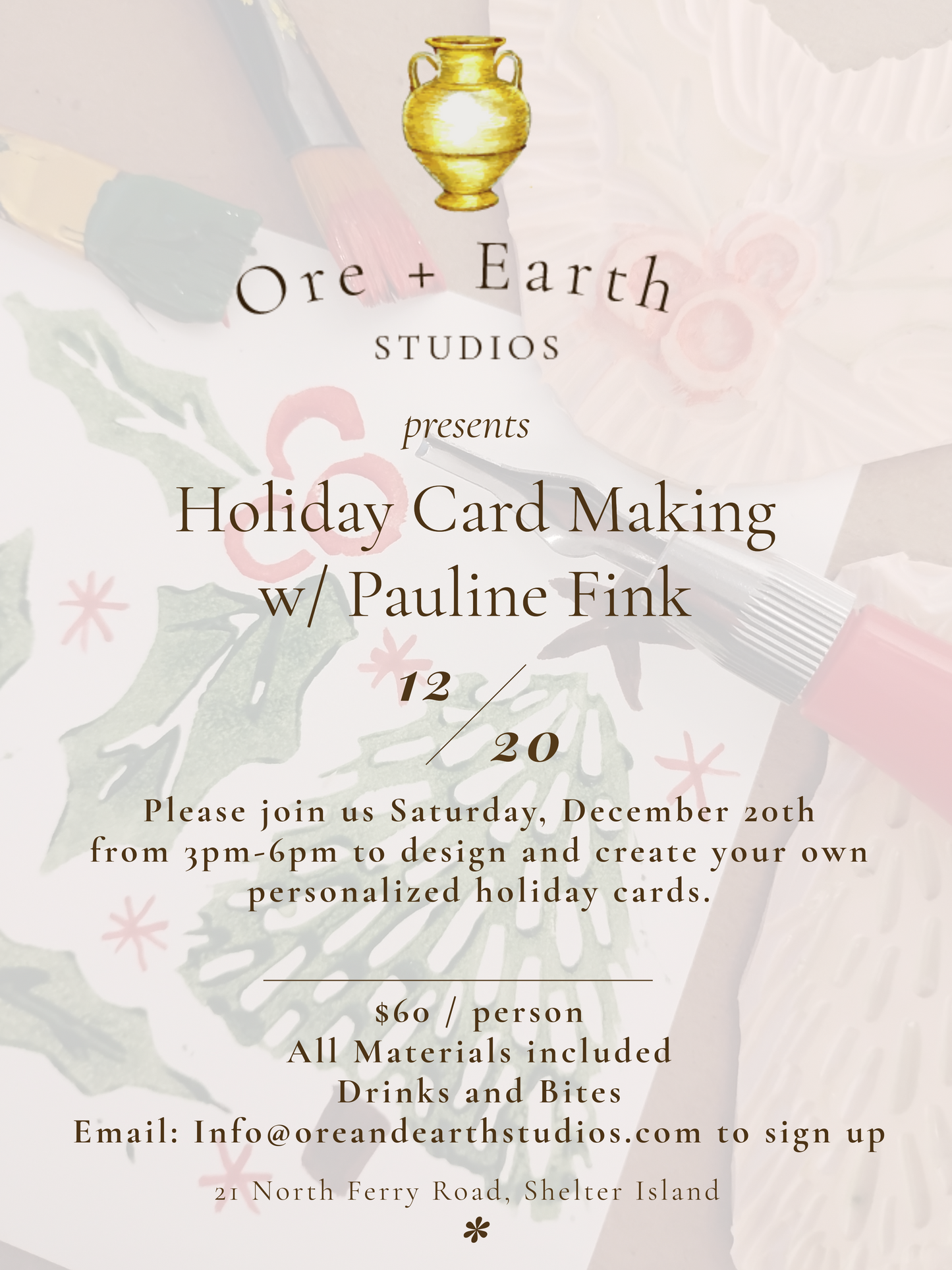 Holiday Card Making Workshop w/ Pauline Fink Saturday December 20th