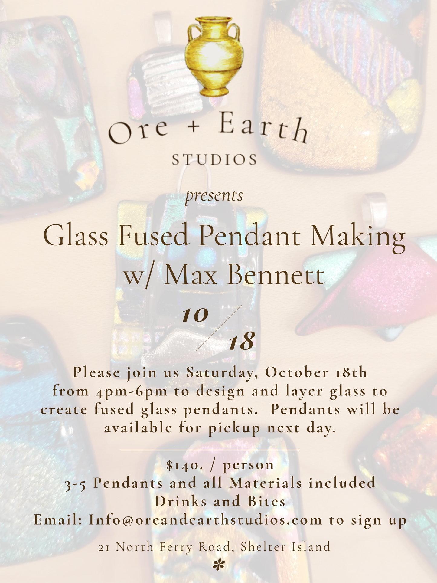Fused Glass Pendant Making w/ Max Bennett Saturday October 18th