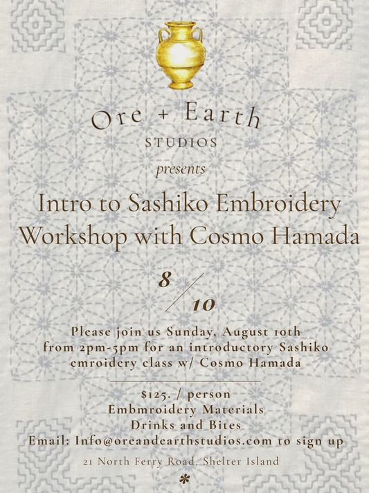 Intro to Sashiko Embroidery w/ Cosmo Hamada Sunday August 10th